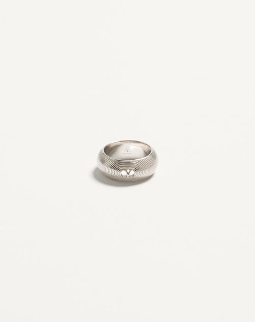 Valentino Garavani - Valentino Ovalette Metal Ring - Transparent - Man - Jewelry